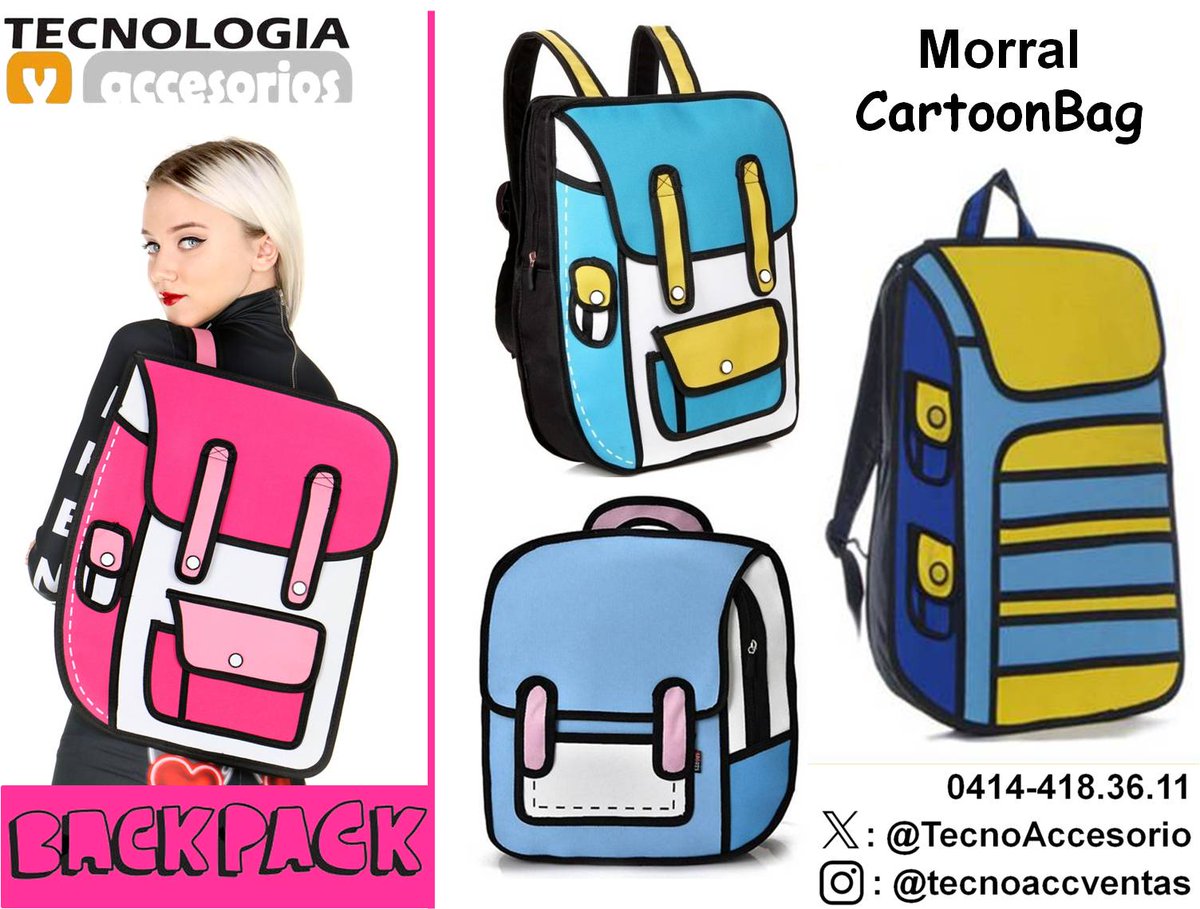TecnoAccesorio's tweet photo. Morrales CartoonBag, Hermosos, llamativos y juveniles, 6 modelos disponibles. Cómodos y con Compartimiento para Laptop. Elaborados en materiales resistentes
¡Oferta 20$!
#ventas #TecnoAccesorio #Morral #cartoon #Carabobo #SanDiego #mercadolibre #5Feb
https://t.co/M4RcplzOsO https://t.co/jGZMt10u9O