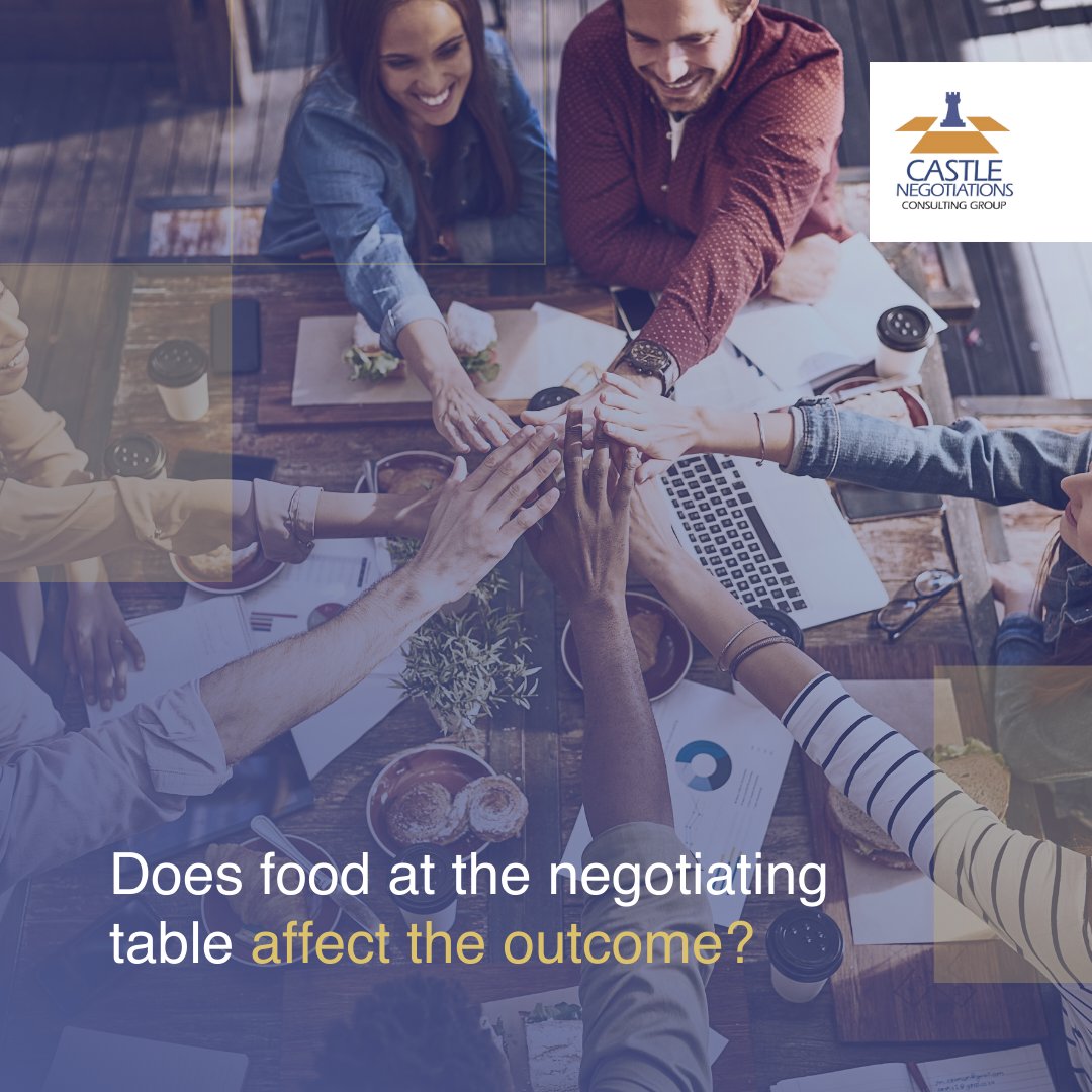 A study conducted by Margaret Neale and Peter Belmi reveals that shared food in a competitive environment turned the negotiation into value creation discussion.

This is because the food created a more relaxed environment which made both sides more willing to be flexible.🍕