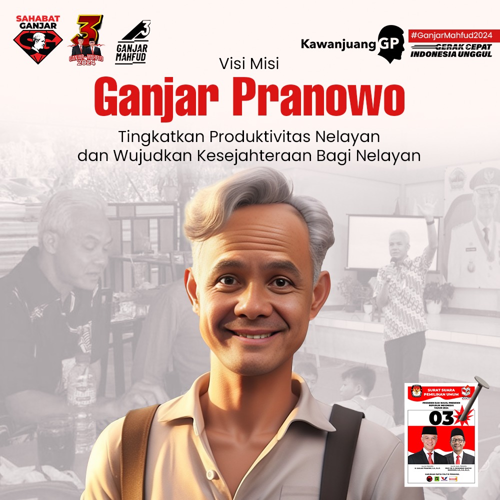 Visi misi Ganjar Pranowo tingkatkan produktivitas nelayan dan wujudkan kesejahteraan bagi nelayan. 
#GanjarAtasiKemiskinanRI