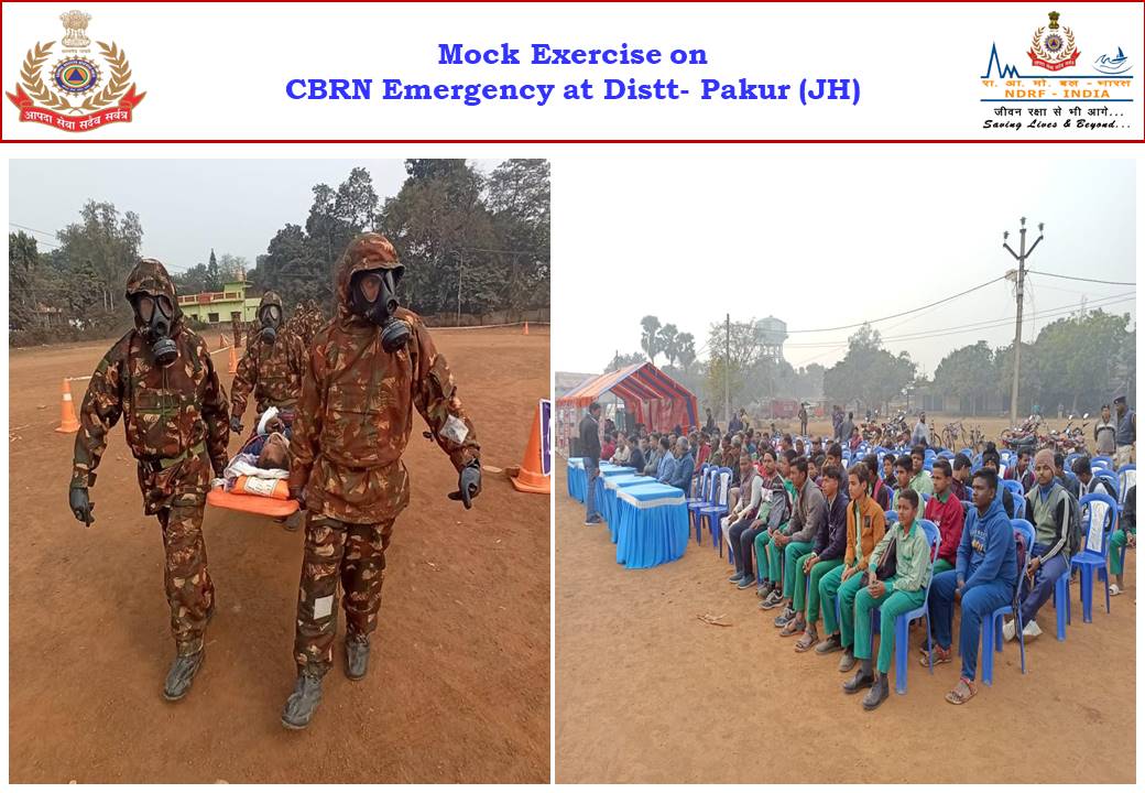 09NDRF's tweet photo. A #Mock_exercise on Chemical emergencies CBRN conducted at bazar samiti Ground,Distt-#Pakur (JH).
@ndmaindia 
@NDRFHQ 
@dcpakur 
@RanchiPIB https://t.co/cQgiAbbMUb