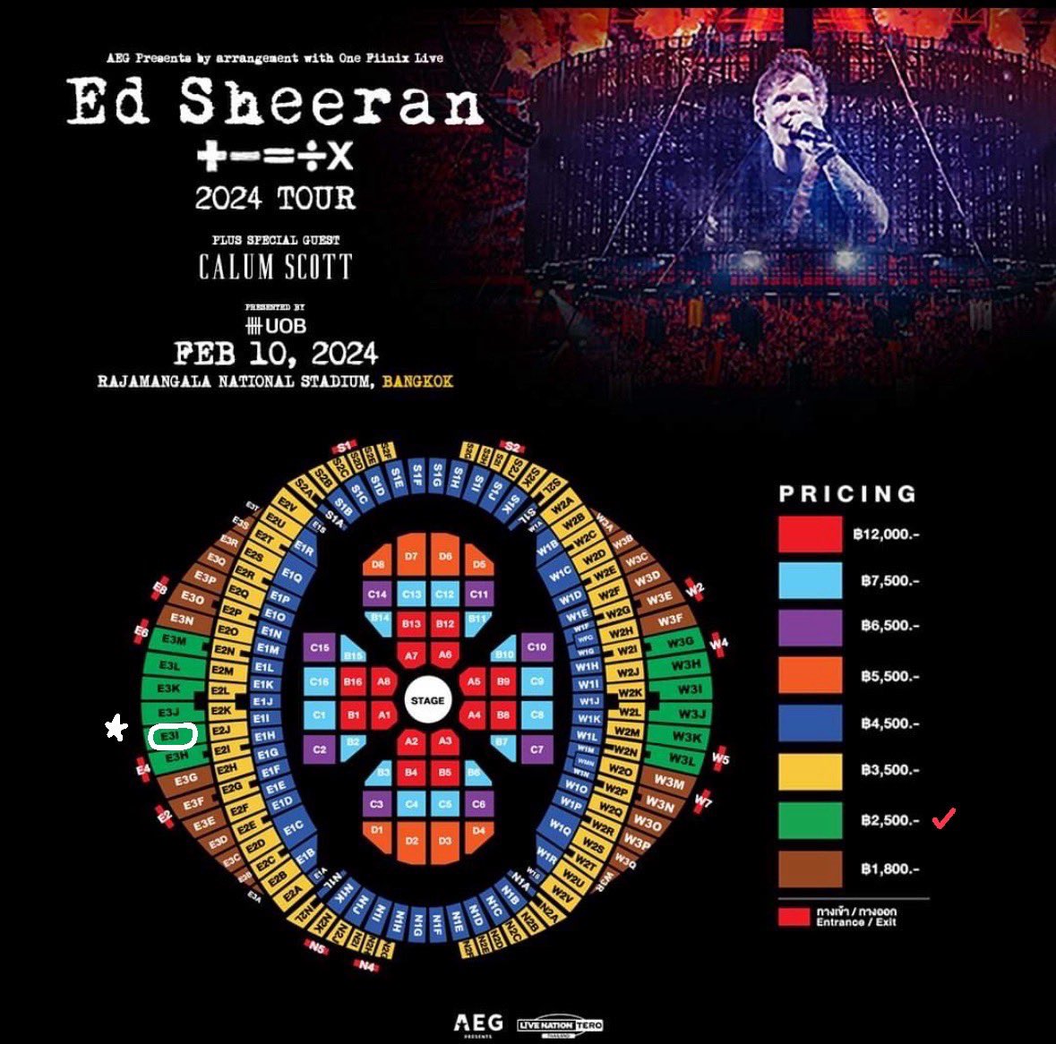 pumpkin_pond's tweet photo. ขายบัตรคอนเสิร์ต Ed Sheeran วันที่ 10 ก.พ. จขพ ไปไม่ได้แล้ว 😭
Zone  E3I ที่นั่งติดกัน 3 ที่ AA21-AA23 บัตรใบ 2500 ขายตรง ๆ ไม่บวกเพิ่ม สนใจต่อรองได้จ้า 😊
#TheMathematicsTourBKK #EdSheeranBKK
#EdSheeranBKK2024 https://t.co/0rxaFqLosE