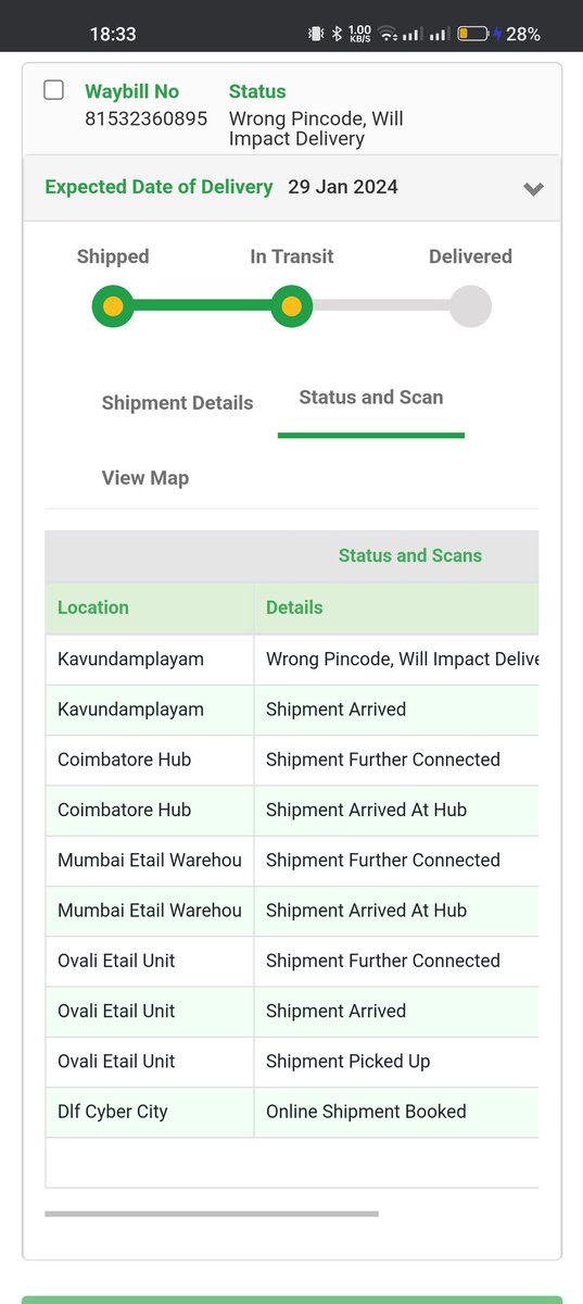 athenasious's tweet photo. Disappointed with @BlueDart_India's premium service – my phone, due yesterday, is MIA. False claims of an incorrect pin code have caused unnecessary delay. @BlueDart_ @BlueDartCares @DHLGlobal https://t.co/rdqLNe5xlR
