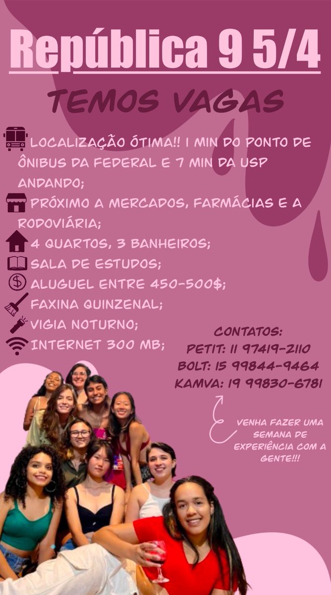 cati_mizoe's tweet photo. Passou na UFSCar ou na USP de São Carlos e tá procurando lugar pra morar? Vem conhecer a 9 5/4, bixete! Somos uma rep feminina e adoraríamos conhecer você, só mandar mensagem na dm ou pra uma das meninas no banner 🥰💜 https://t.co/IqFOLGTdQH