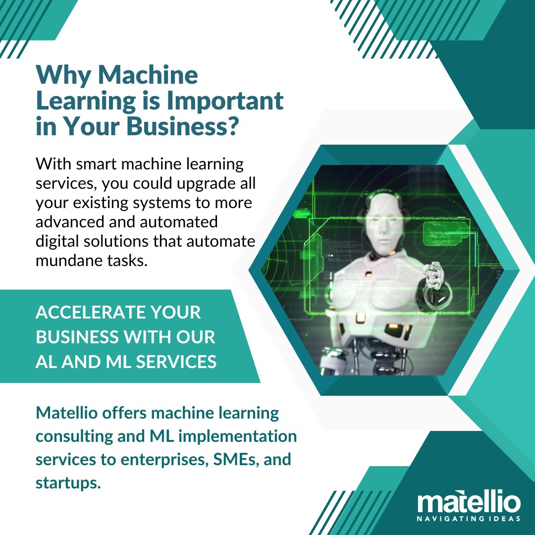 Matellio_Inc's tweet photo. Unlock the power of machine learning with Matellio's services! Discover why integrating machine learning is crucial for your business success. Click here to know more: - https://t.co/PlreCndv6D

#MLServices #BusinessAutomation #MLImplementation #AIforEnterprises  #Matellio https://t.co/NKd4i948ap