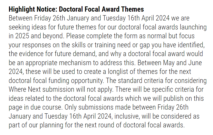 Our second doctoral focal call launches in 2025 and we're seeking ideas for the theme. We want to hear from a range of people in the research landscape across sectors, roles and career stages. Share your idea here: orlo.uk/2nkot