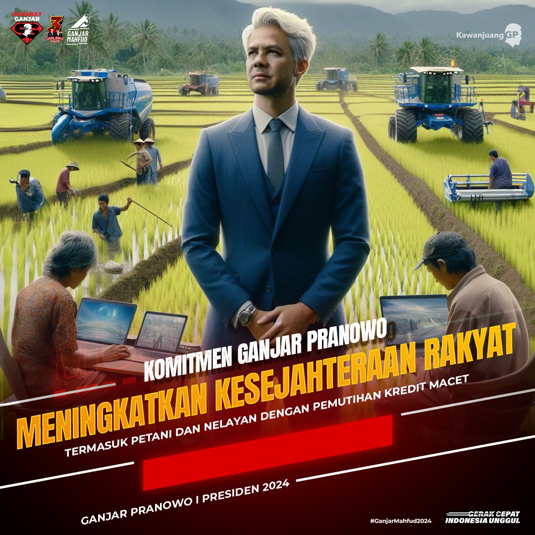 Komitmen Ganjar Pranowo meningkatkan kesejahteraan rakyat termasuk petani dan nelayan dengan pemutihan kredit macet. 
#GanjarAtasiKemiskinanRI