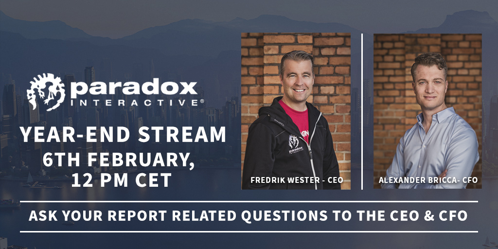 Next week, on Tuesday February 6th, we'll publish our year-end report for 2023! As always, our CEO & CFO will take some time to go over our results and answer questions! If there's anything you'd like to know about Paradox as a business, ask your questions now!