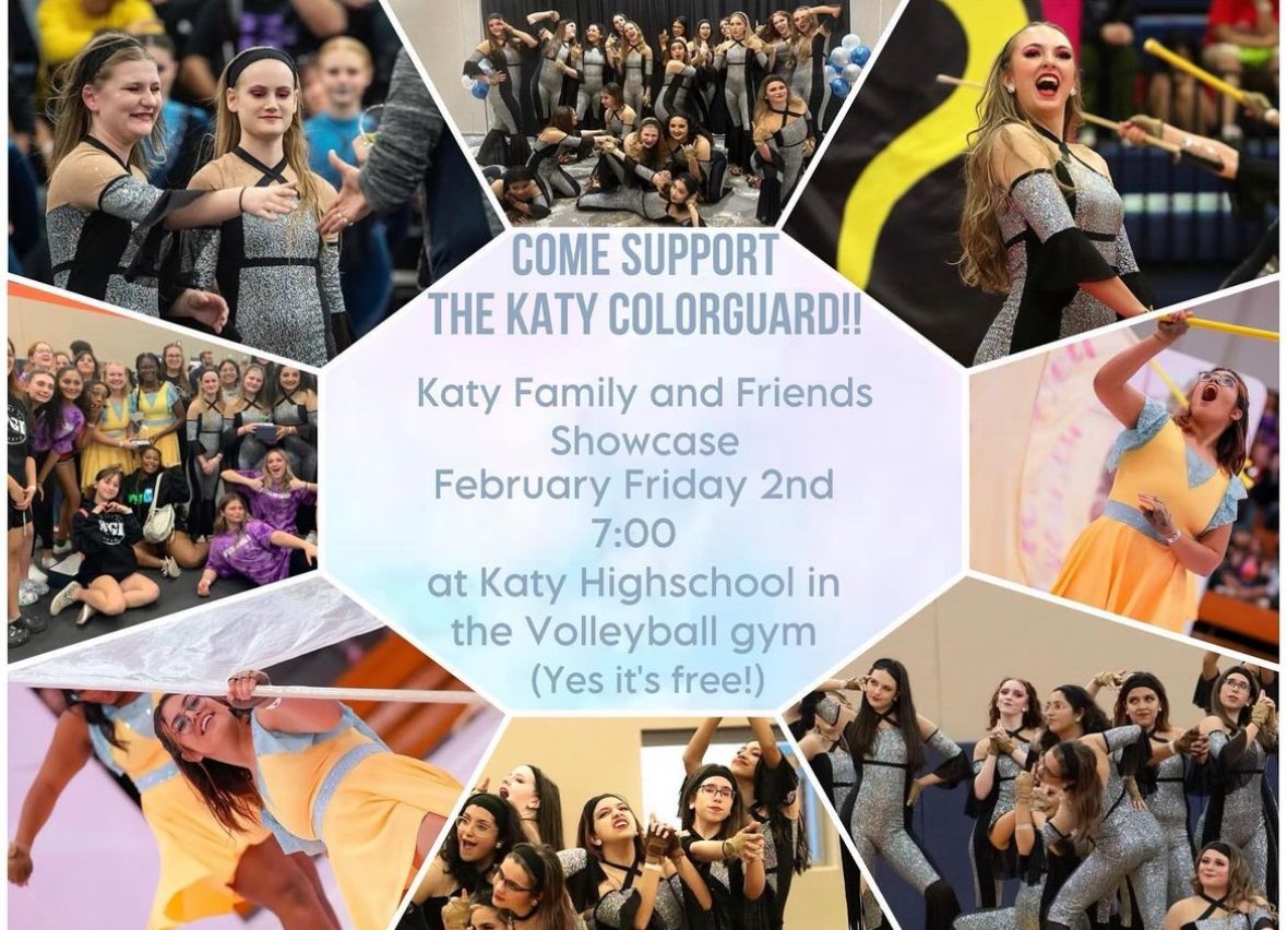 KatyColorGuard's tweet photo. Come support our Katy Jv and Varsity at these competitions and performances!!! https://t.co/rLplPwQ338