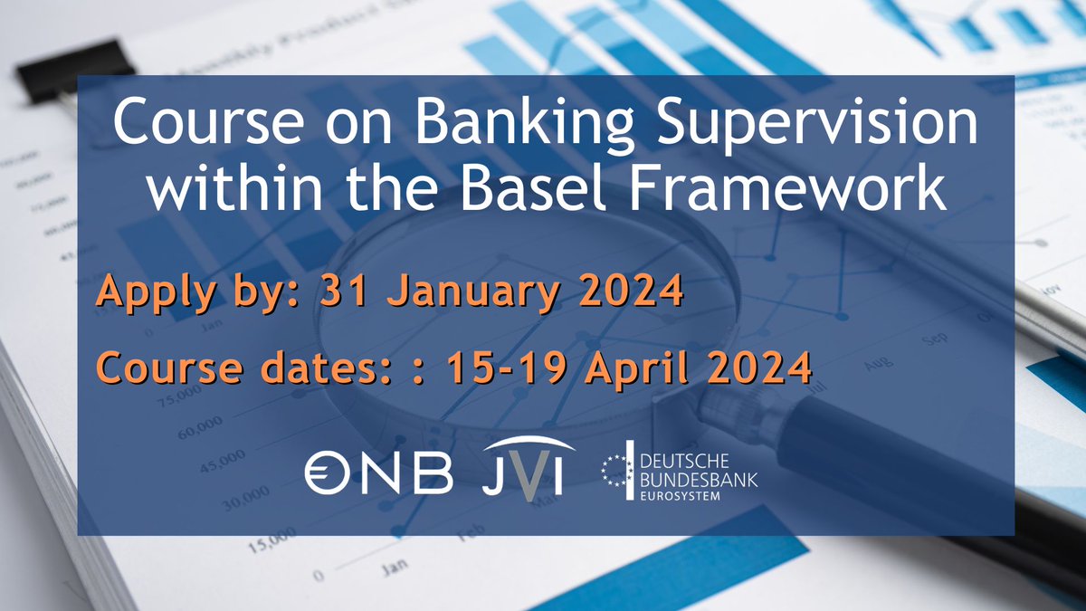 jvi_vienna's tweet photo. Want to boost your skills in #banking #supervision under Basel III? Apply now for our joint course with @oenb
& @bundesbank! 📈 Focus on regulatory frameworks, #ICAAP, and #SREP.✍️ https://t.co/mWjVZR4ugF https://t.co/IN4w8Zyg1U