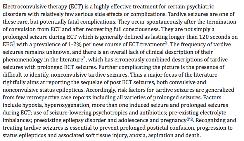 moredegan's tweet photo. @ReadReadj @PsychRecovery @MITUKteam 2023:
https://t.co/1EHky0WizI
"several reports of status epilepticus (SE) and/or persistent epilepsy after ECT [8-11]... Several studies suggested more extensive seizure spread after ECT is related to successful treatment of psychiatric symptoms...detection is challenging..." https://t.co/xvumKl9u6m
