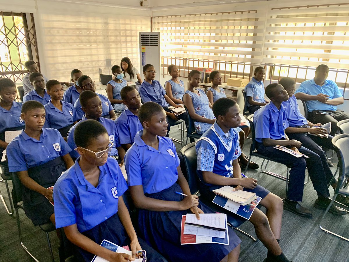 MobileWebGhana's tweet photo. Excited to host our third @educationusa info session this year with @shorelinecc.  Seated are final year students from Akuapem Mampong Presbyterian Senior High School ready to explore new academic horizons.

 #edusa #StudyAbroad #ShorelineCollege https://t.co/JTBGyEr4jH