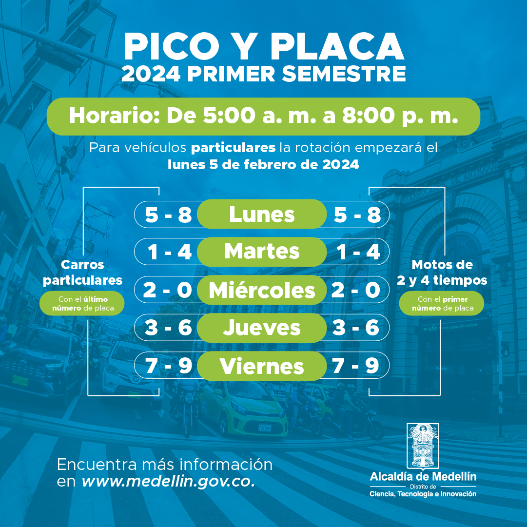 movilidad_med's tweet photo. 🚗🏍La rotación para vehículos particulares queda así:
•​Lunes: 5 y 8
•​Martes: 1 y 4
•​Miércoles: 2 y 0
•​Jueves: 3 y 6
•​Viernes: 7 y 9 https://t.co/l6EH6tHWHa