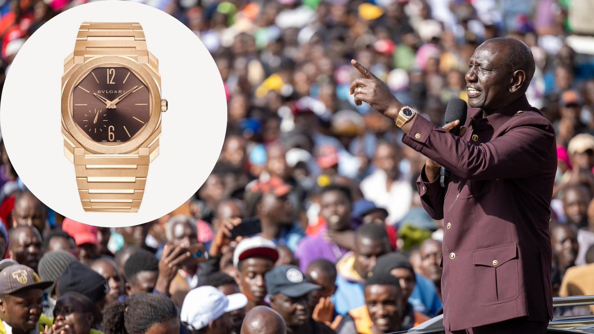 ntvkenya's tweet photo. All about President Ruto’s Sh8.7m rose gold Bvlgari watch https://t.co/EXIbrLrbjW https://t.co/o8EYXp2TKQ