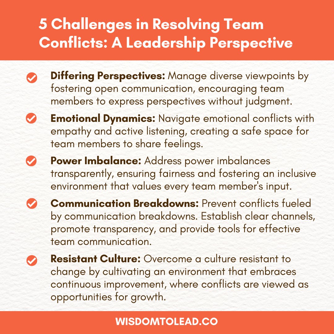 Unlock effective conflict resolution with these leadership insights! 
.
.
#TeamConflicts #LeadershipChallenges #ConflictResolution #TeamDynamics #LeadershipInsights #EffectiveCommunication #WorkplaceHarmony #LeadershipSuccess #WisdomToLead