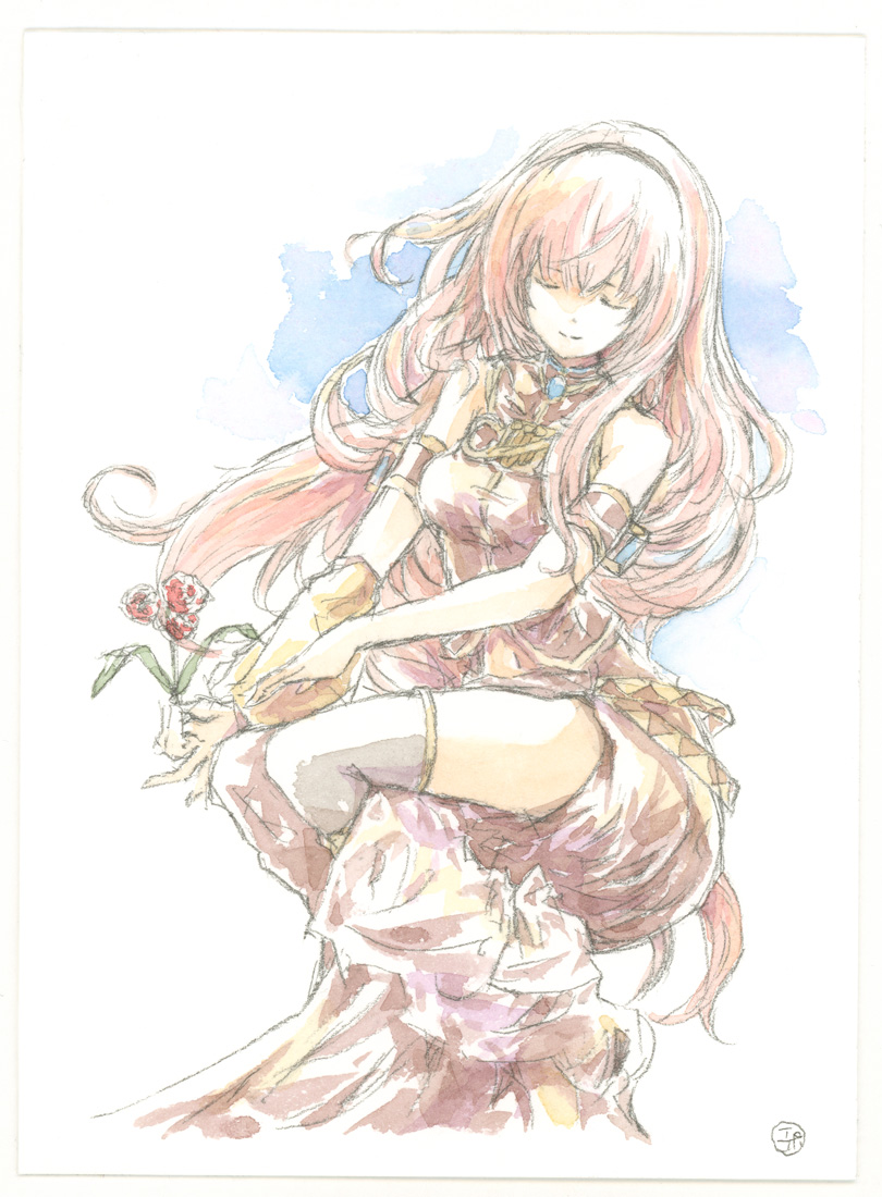 巡音ルカ 「寝る前にミュシャ風ルカさん過去絵をば。オヤスミ～ 」|エポキシパテのイラスト