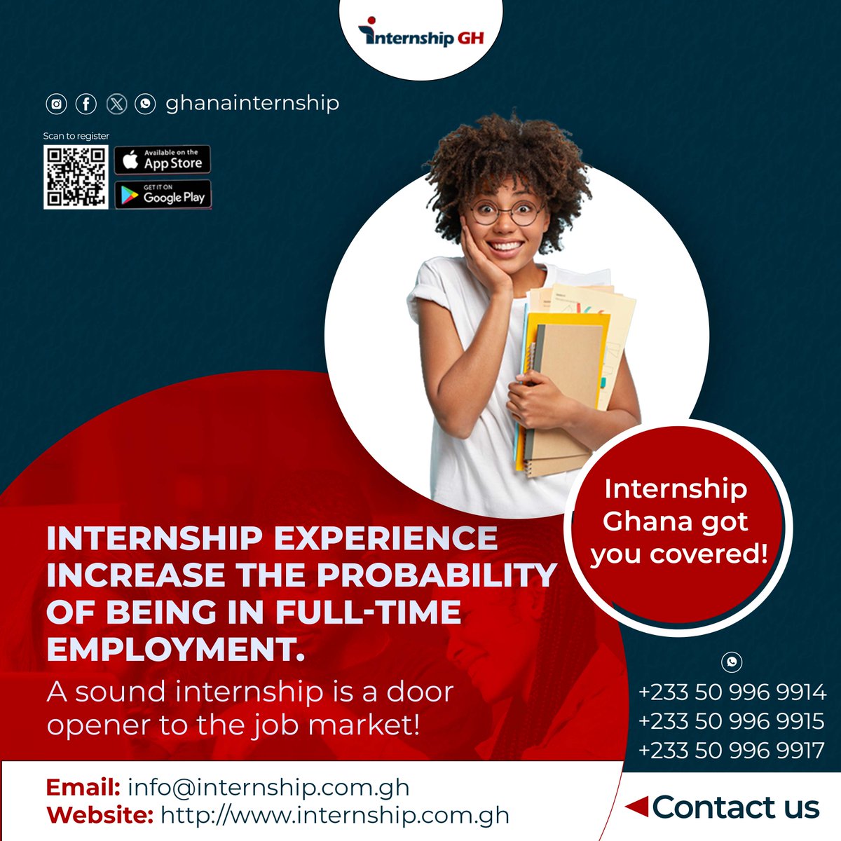A sound INTERNSHIP is a door a door opener to the job market.

#Internship, #InternshipGhana, #GhanaInternships, #InternshipOpportunities, #InternshipPrograms, #InternsWanted, #GhanaInterns, #InternshipHunt, #GhanaGraduates, #InternshipSearch