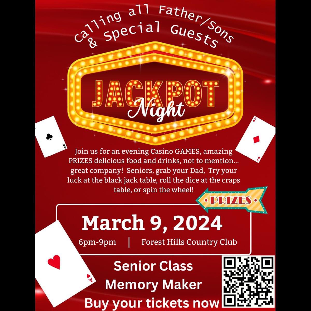 Be sure to get your tickets for the Father/Son/Special Guest Game Night on March 9th from 6-9pm! 🎲🎰🎲