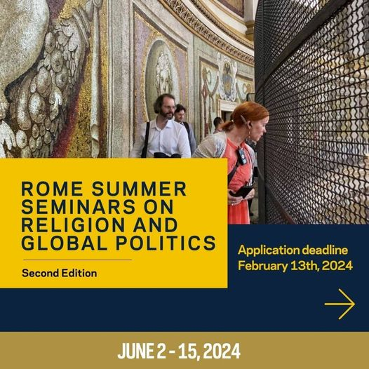 MichaelDDriess1's tweet photo. Colleagues and Students: The application deadline for the Rome Summer Seminars on Religion and Global Politics is fast approaching! Applications can be submitted here: https://t.co/t3buRX3Lo3 https://t.co/vgMjOS10BB