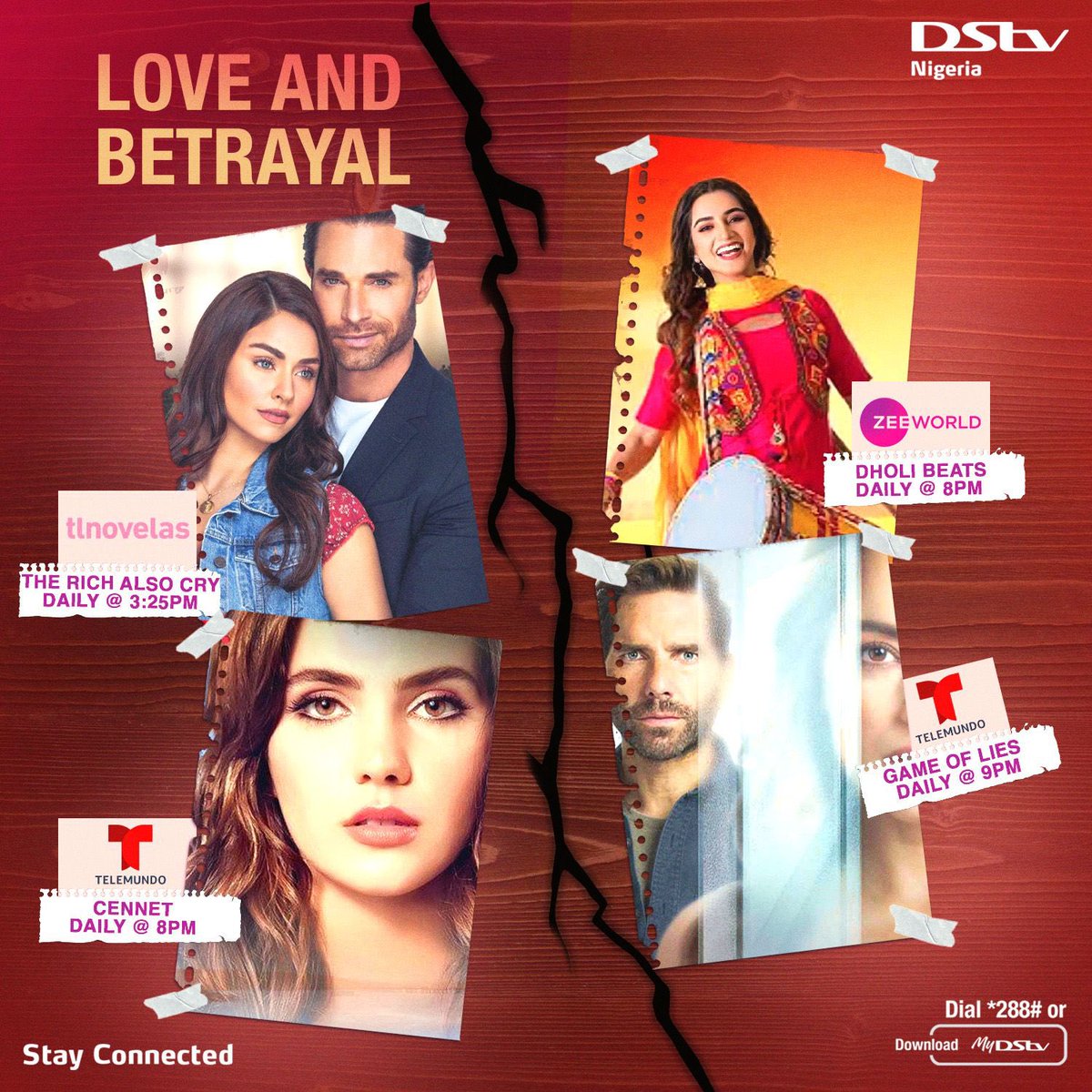 DStvNg's tweet photo. Bollywood’s masterclass on love and betrayal: Where the plot twists are more unpredictable than your Wi-Fi signal! 

Who needs a straightforward love story when you can navigate a the love maze with Cupid taking a vacation? 

#telemumdo #telenovela #zeeworld #dstvnigeria https://t.co/RLUxI2vD7Y