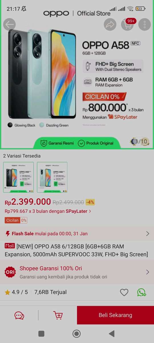 agistinaask's tweet photo. @ShopeeID #OPPOReno115GxShopee Warna favorit Glowing Black min 😭 bismillahirrahmanirrahim semoga terwujud biat adek juga pengen ganti hp dari tahun 2017 😭 https://t.co/h3boPfTClU