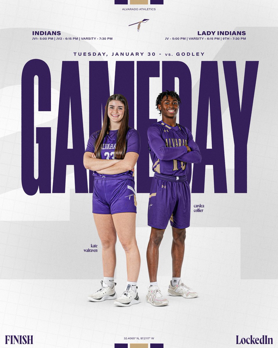 Alvarado Indian Athletics (@alvaradosports1) on Twitter photo 🏹🏀 GAME DAY 🏀🏹
📅 1.30.24
🆚 Godley (District)
🚨 FOTP - Jr. High Night
🕟 Times are listed in graphic below
📍 Alvarado JH
It's Game Day for <a href="/AHS_IndianBBall/">Alvarado Lady Indian Basketball</a> & <a href="/Alvarado_Hoops/">Alvarado Basketball</a>! This game is HUGE! Show up & be loud. Go Indians!
#AlvaradoExcellence #TR1BE #LockedIn #FINISH 🏹🏀 GAME DAY 🏀🏹
📅 1.30.24
🆚 Godley (District)
🚨 FOTP - Jr. High Night
🕟 Times are listed in graphic below
📍 Alvarado JH
It's Game Day for <a href="/AHS_IndianBBall/">Alvarado Lady Indian Basketball</a> & <a href="/Alvarado_Hoops/">Alvarado Basketball</a>! This game is HUGE! Show up & be loud. Go Indians!
#AlvaradoExcellence #TR1BE #LockedIn #FINISH