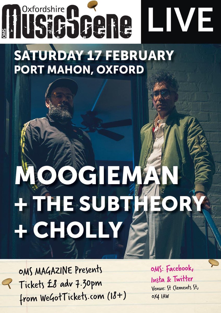 Have you got your tickets for the @omsmagazine live yet? Amazing music from @Moogiemedia and @ChollyMusic and us at Port Mahon on Feb 17. wegottickets.com/event/606743#