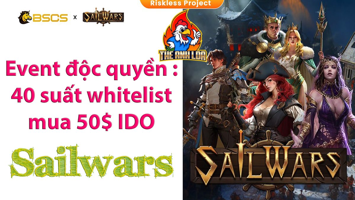 anh60a's tweet photo. 🚀 Event độc quyền : 40 suất whitelist mua IDO Sailwars trên BSCS

🎁 Suất mua : 50$
📆 Thời gian : Đến 09:00 ngày 31/01/2024

💡 Task :
✅ Trong 12 giờ đầu sau TGE người dùng chưa claim IDO được phép ấn nút Refund để nhận hoàn tiền đã tham gia IDO trên BSCS. Sau 48 giờ, số tiền BEP-20 USDT sẽ được tự động chuyển về ví của user. IDO tiềm ẩn rủi ro. Đây ko phải tư vấn đầu tư.
📍 Để nhận suất mua IDO độc quyền từ The Anh LDA anh em cần làm nhiệm vụ sau và điền form : https://t.co/olPwU8kPa8
🔰 Thông tin về IDO : Sailwars -  một trò chơi NFT kết hợp chiến tranh chiến lược SLG, quản lý mô phỏng, cướp bóc, trận chiến PvP & PvE và chiến tranh Liên minh
+ Tổng cung : 10,000,000,000 SWT
+ Giá IDO : 1 SWT = 0,001 USDT
+ Contract BNB : Chưa xác định
+ Link web BSCS : https://t.co/YTGwHRiRY2
+ Thời gian mua : 16:00 - 22:00 ngày 02/02/2024
* Mua với USDT mạng BNB Chain
+ List sàn : 05/02/2024
+ Claim trên BSCS lúc 05/02 (mạng Immutable zkEVM : https://t.co/uCOyk94BJb ): 25% unlocked at TGE, 3 months cliff with linear unlocks over 3 months
* Thông tin mạng Immutable zkEVM : https://t.co/8cyqDDp1o0

🎬 Video HD : https://t.co/OMobQFsO7x
⚝ List airdrop tháng 1 : https://t.co/OgRkmWkTlg
🎊 List cộng đồng The Anh LDA : https://t.co/QW9uvqJ1p9
📌 Twitter The Anh LDA airdrop : https://t.co/cXIe1JcKML

#Airdrop #Airdrops #TheAnhLDA #Crypto #Bitcoin #BTC #testnet #retroactive #Sailwars @sailwars #BSCS $SWT @BSCS_Global