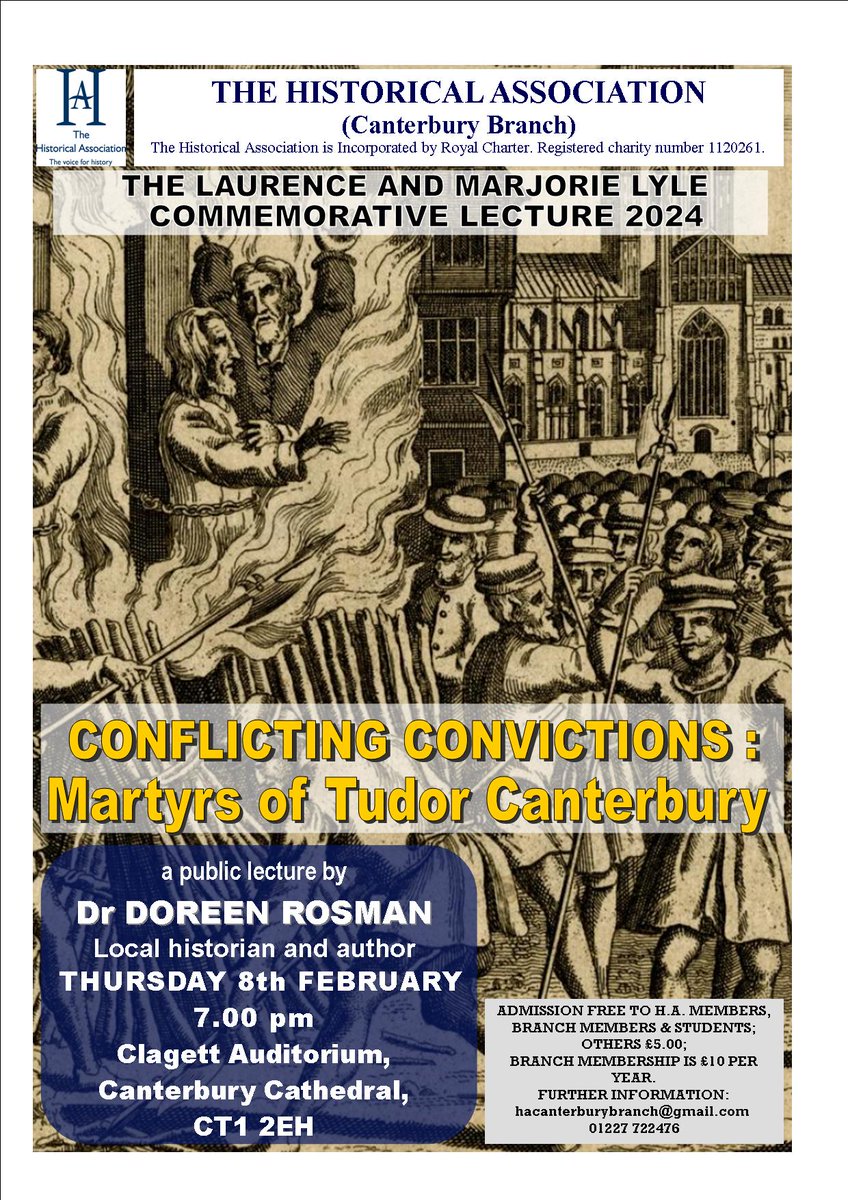 Dr Doreen Rosman will tell the stories of martyrs of different religious persuasions: what they had in common and where they differed, why the state punished them and why some were forgotten for centuries while others were commemorated.