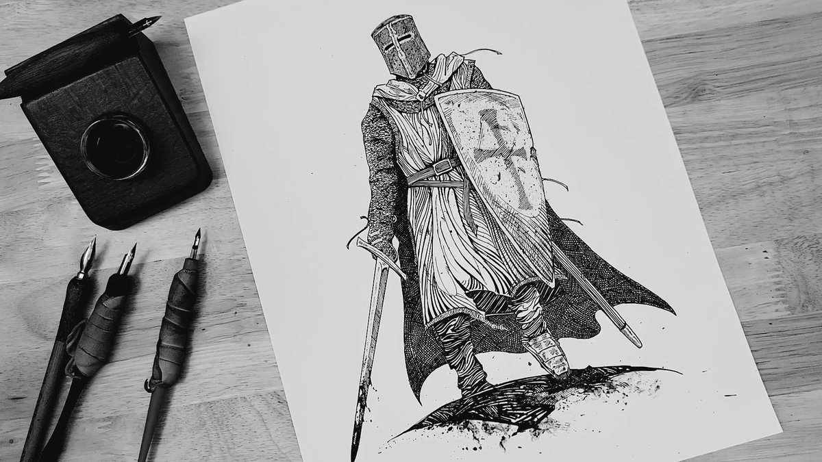 Crusader Knight
#inkwork #penandink #drawing