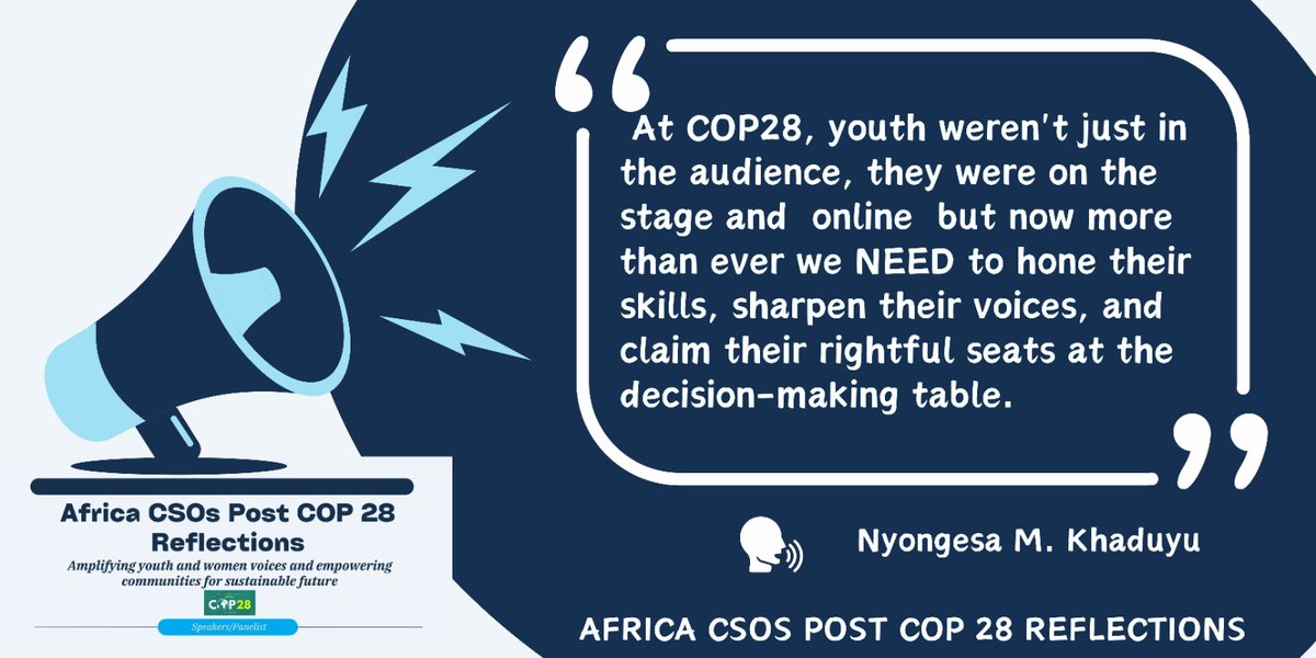 @ZoFem @WfacCmr @insideclimate @aacjinaction @GenEgaliteFR @GenEgaliteECCAS @iamMifali @AfWIDafrica @EVA_Nigeria @Afriscience @ClimateWed The Youth have come a long way and MUST demand action COP spaces because  they will inherit the decisions made.  Have a look 👀 what  @mkhaduyu  said  during the #AfricaPostCOP28 from @AYCommission  Webinar
#AACJinAction ✊🏾 #AfricanFeministStories repoaded