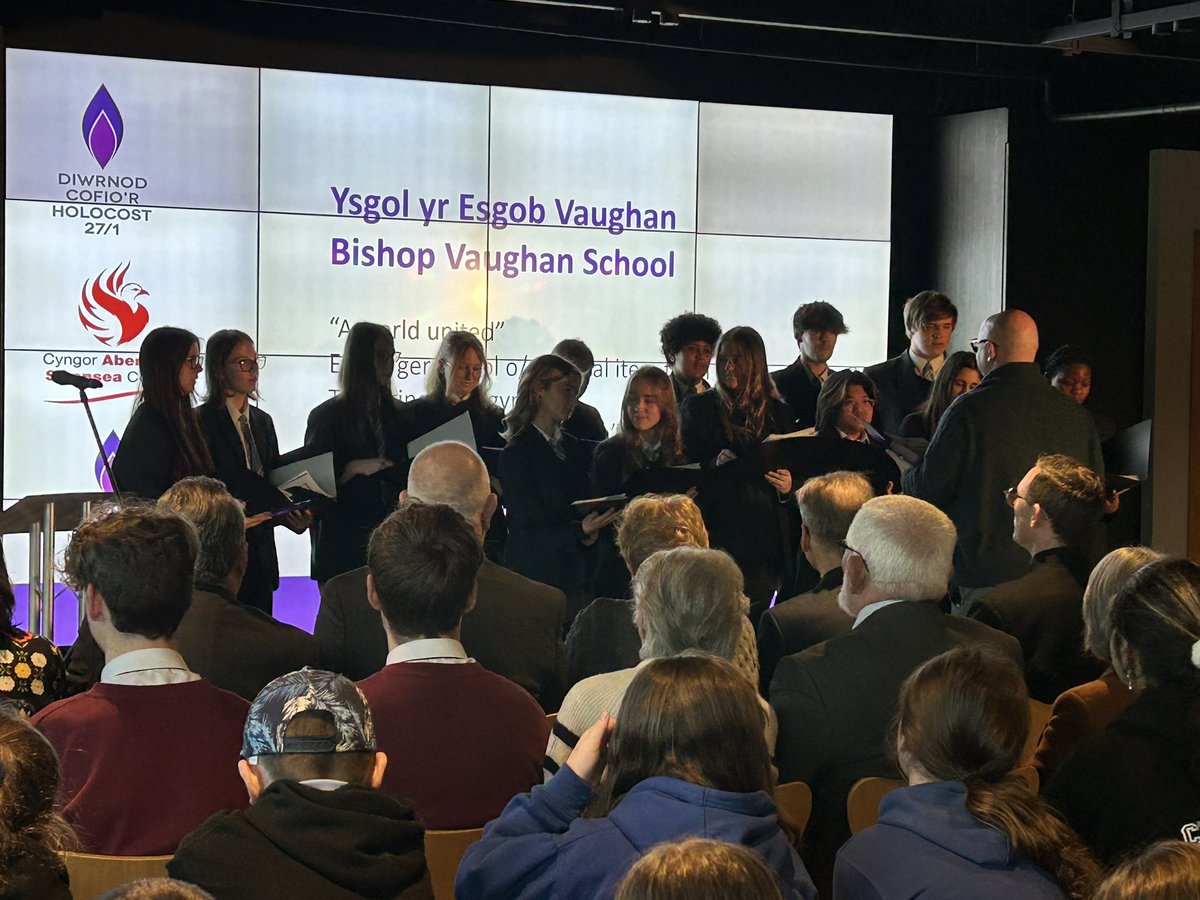 With thanks to @SwanseaCouncil and the Swansea.com stadium for a wonderful event for Holocaust Memorial Day last week. Our pupils were amazing ambassadors for our school once again. @Bishop_Vaughan @BvsArts