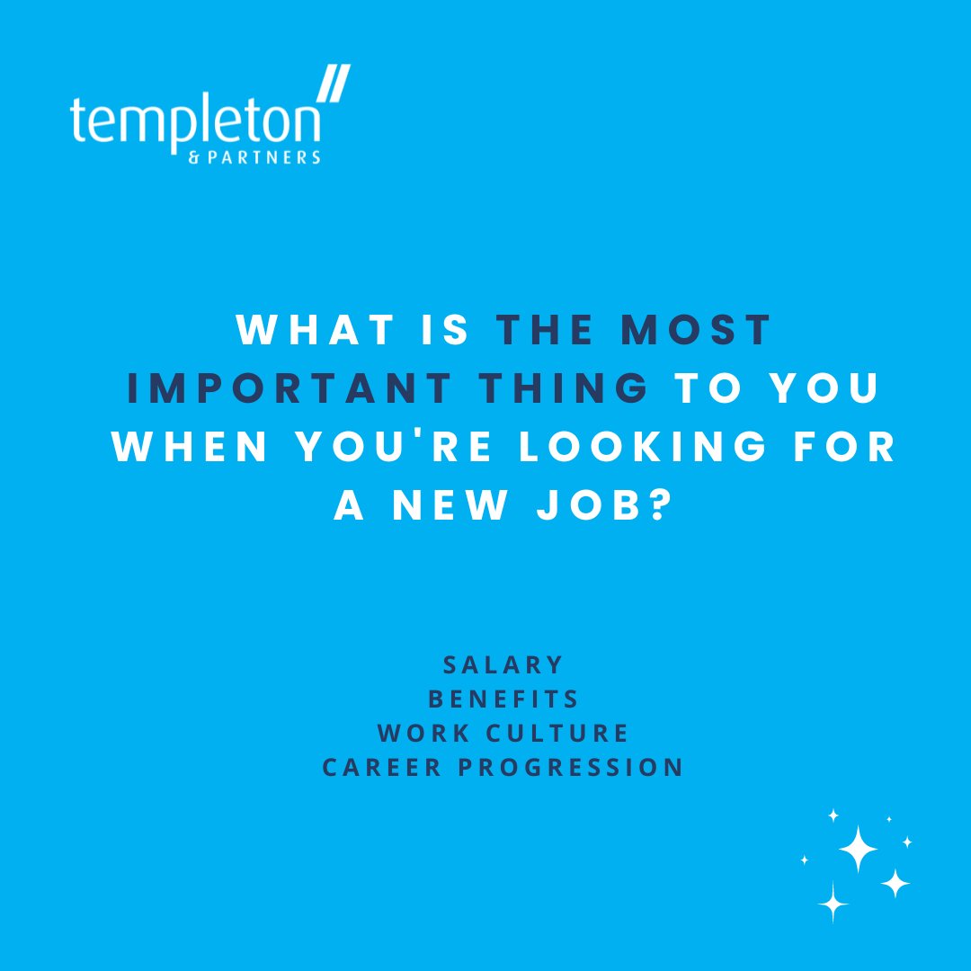 What is the most important thing to you when you're looking for a new job?

Salary
Benefits
Work culture
Career progression

#TechJobs #CareerPoll #LinkedInPoll #JobSearch #CareerPriorities #NewJobCriteria