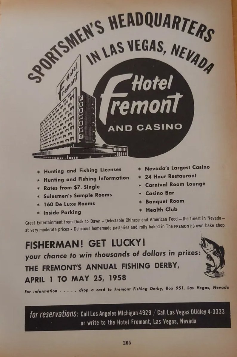Long before slot clubs, #LasVegas casinos tried anything to bait customers. In 1958 @fremont tried to lure them in with a fishing tournament.