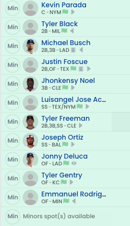 CarlosACollazo's tweet photo. With Geoff and Dylan rolling out this huge dynasty list, I'll make an announcement:

I need to give up my dynasty team in the #BADL league for this year and moving forward. If anyone wants to adopt this team and join a fun league, let me know. No $$. Here's the roster: https://t.co/vOZqSVORR8