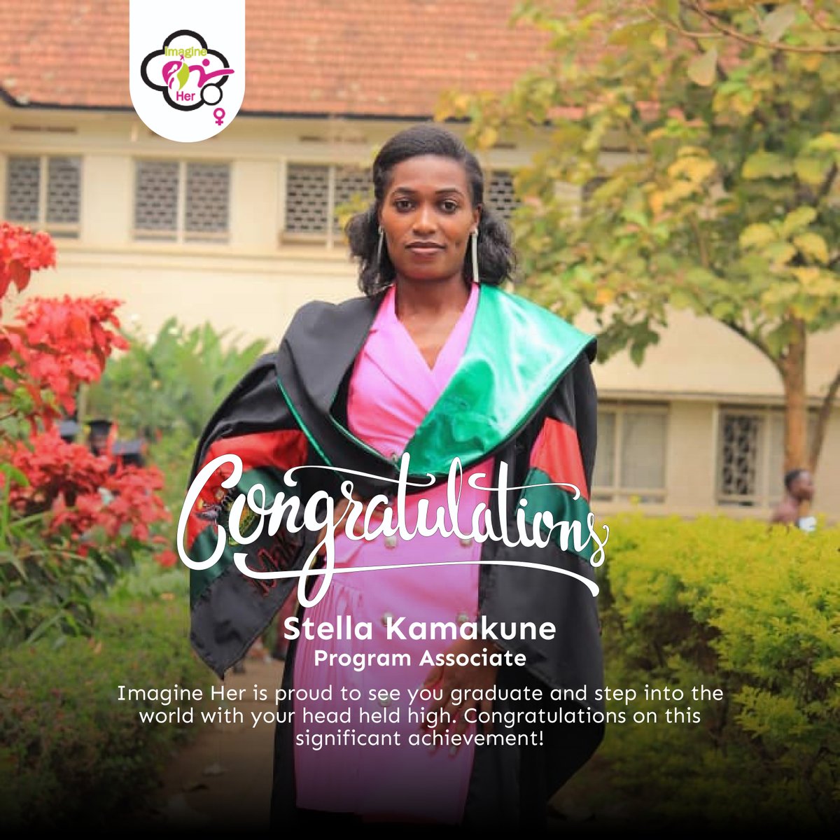 #Congrats to our Program Associate, Stella Kamakune, who just graduated with a Bachelor's Degree of Science in Agriculture from #MakerereUniversity! We're proud of her achievement and excited to see all the amazing things she'll accomplish in the future! #Imagineher