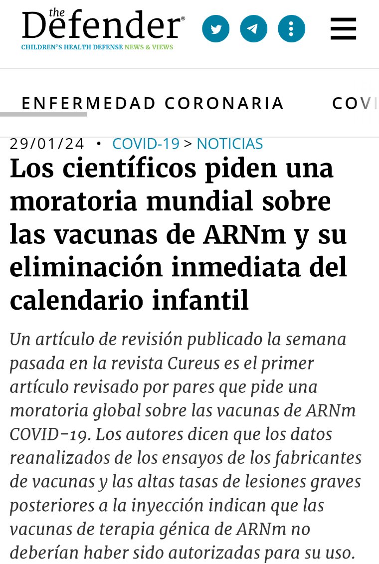 Los científicos piden una moratoria mundial sobre las vacunas de ARNm y su eliminación inmediata del calendario infantil.
childrenshealthdefense.org/defender/scien…