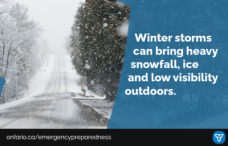 Keep your household safe and prepared in the event of an emergency like a winter storm by:
🎒 building an emergency kit
🚨 testing your smoke and carbon monoxide alarms regularly
🏠 avoiding unnecessary travel

Learn more: ontario.ca/page/winter-st…