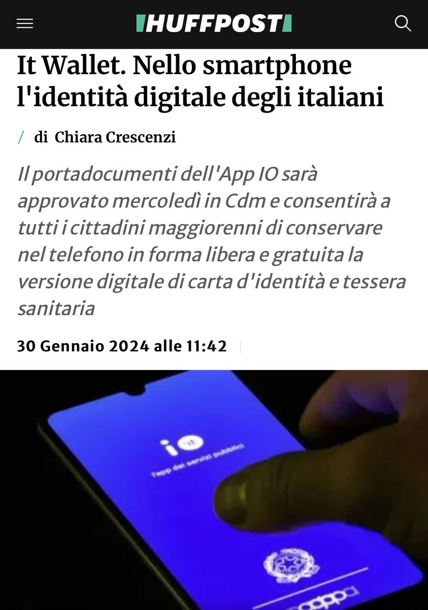 “Semplice pratico gratuito non obbligatorio ma…”
Parte la propaganda su #ITWallet
Che, gongola il media, arriva in Italia con anticipo rispetto ai piani #UE 

Non vi ricorda qualcosa? 
Stesso metodo comunicativo, identico piegarsi governativo, medesimo scopo finale: il controllo