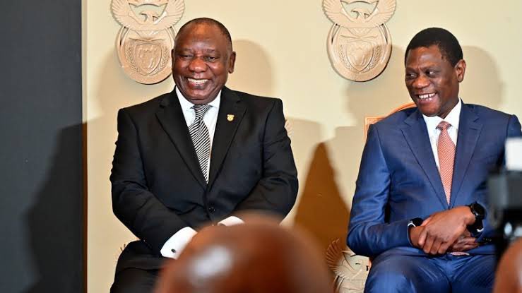 lethu_NM's tweet photo. The president and the deputy president of the republic of South Africa. 🇿🇦a united force
#PaulMashatile #ANCNEC #Rubert #AFCON2024 #BafanaPride https://t.co/VkZc1H9UpG