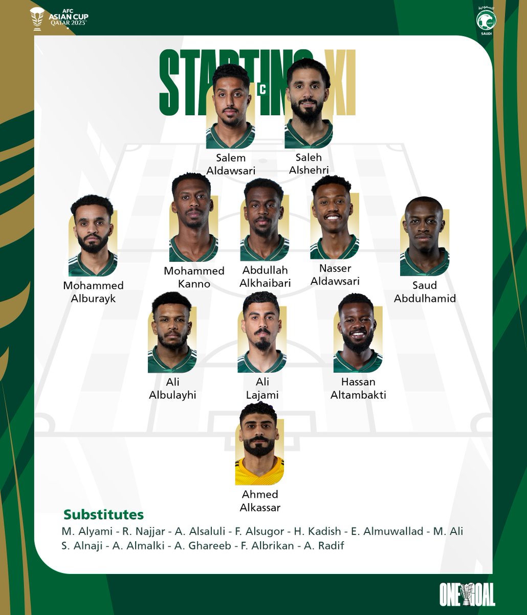 ⎪Line-up 🇸🇦 Saudi Arabia 🆚 Korea Republic 🇰🇷 #GreenFalcons