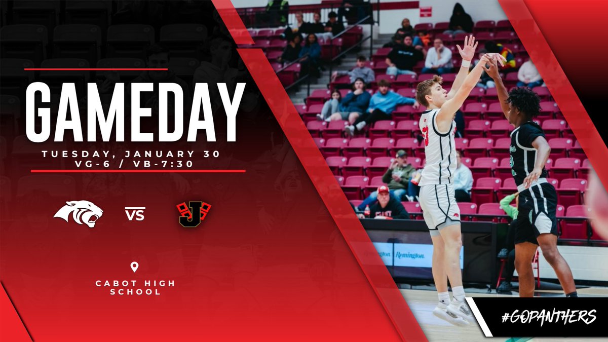 CabotBasketball's tweet photo. The Jonesboro Hurricane come to town tonight! Need everyone in Panther Arena at 6 for this BIG conference match-up!
#GoPanthers @CabotAthDept https://t.co/6pOVBmejIq