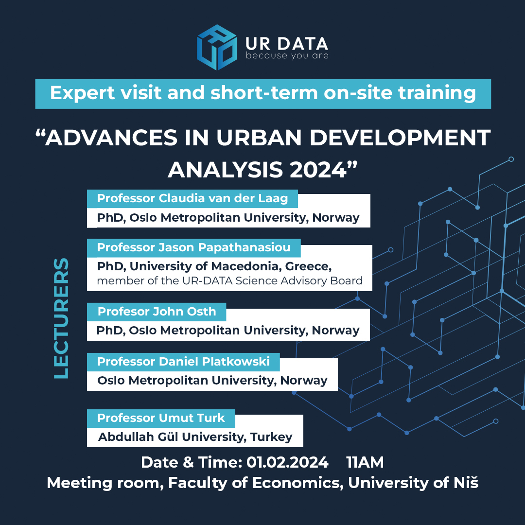 Save the dates for the next UR-DATA event - “ADVANCES IN URBAN DEVELOPMENT ANALYSIS 2024” Expert visit.

#urdataproject #expertvisit