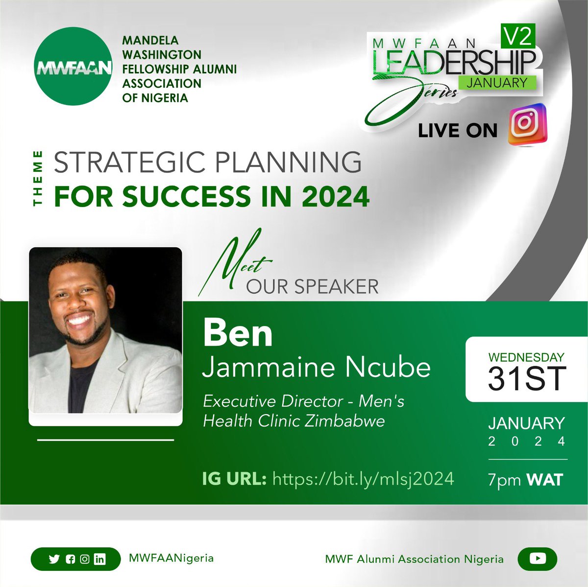 MWFAANigeria's tweet photo. Unveiling speaker two 🎉

Well @BenJNcube is an Experienced Business Manager with a demonstrated history of working in the health and wellness industry. 
You can’t afford to miss him  speak.  ✌️

Be with us; 
Tomorrow, Wednesday 31st January 2024.
Time: 7pm WAT
Venue: IG Live https://t.co/wthG72XPXC