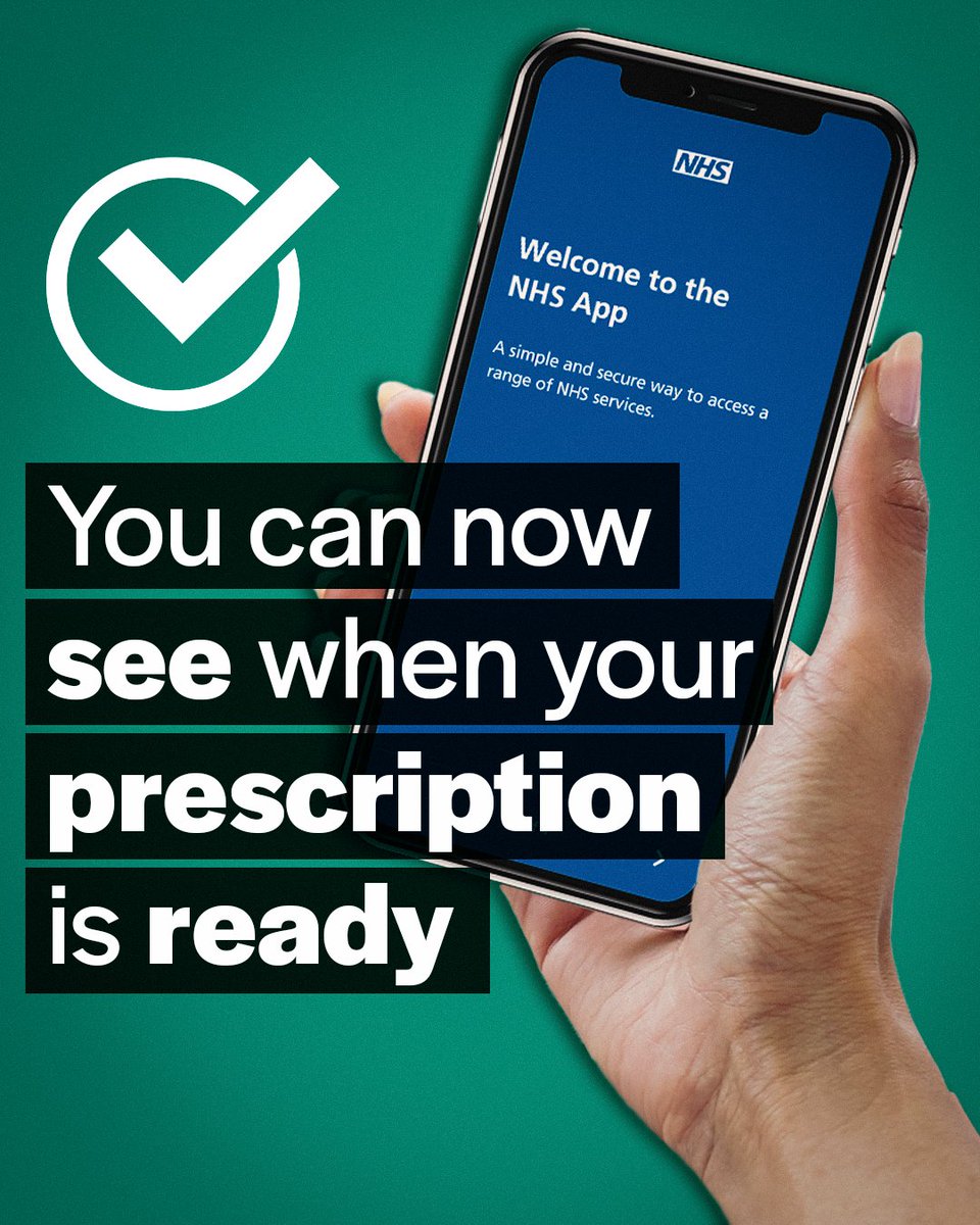 From today you’ll be able to use the NHS App to see: ✔️ your prescriptions ✔️ when they’re ready for collection ✔️ your prescribed medication Not downloaded the NHS App? Get it here: nhs.uk/nhsapp
