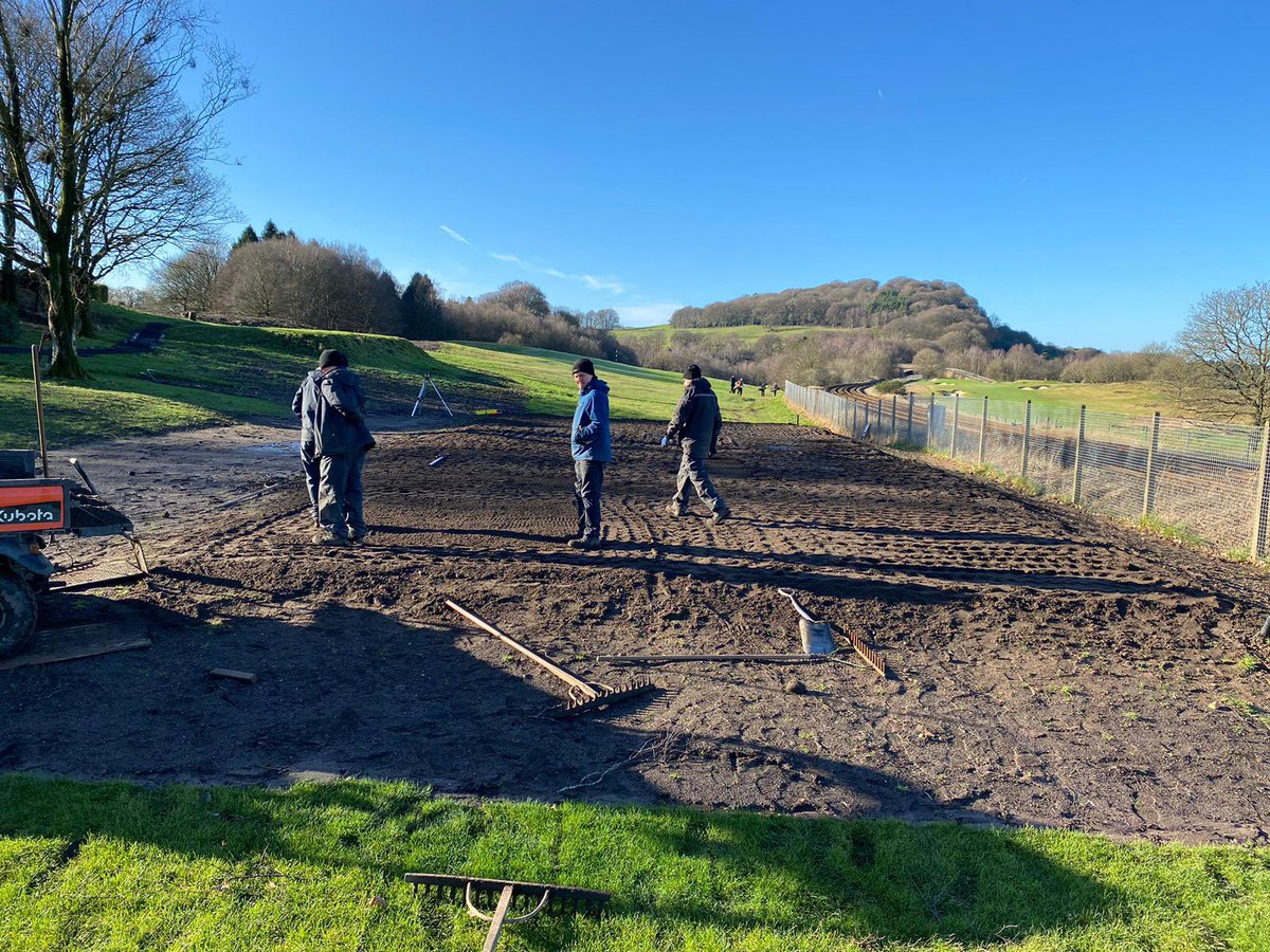 The new large yellow tee on our par 5 5th hole being prepped for turf. A lot better day than yday when an inch of rain fell! ☔️☔️ The 2 new tees on this hole will be a massive improvement and set up what is now a truly great par 5. #good2great