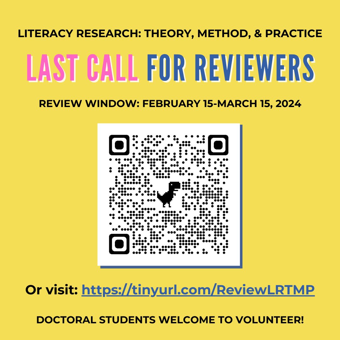 Last Call for Reviewers for LR:TMP!
To sign up click here: tinyurl.com/ReviewLRTMP