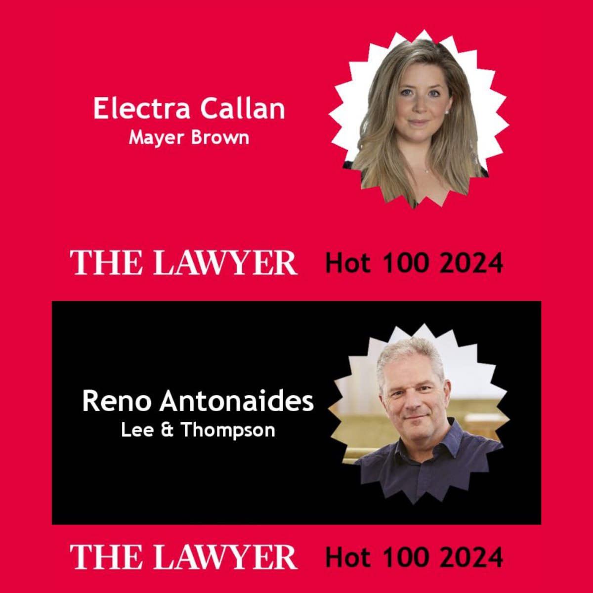 Thrilled to see two Alleyn’s alumni recognised in @TheLawyermag Hot 100 2024! Huge congratulations to @Mayer_Brown’s Electra Callan (Roper's 2006) and @LeeAndThompson’s Reno Antoniades (Tulley’s 1984). Full details: thelawyer.com/event/lawyer-h… #TheLawyerHot100 #AlwaysAlleyns