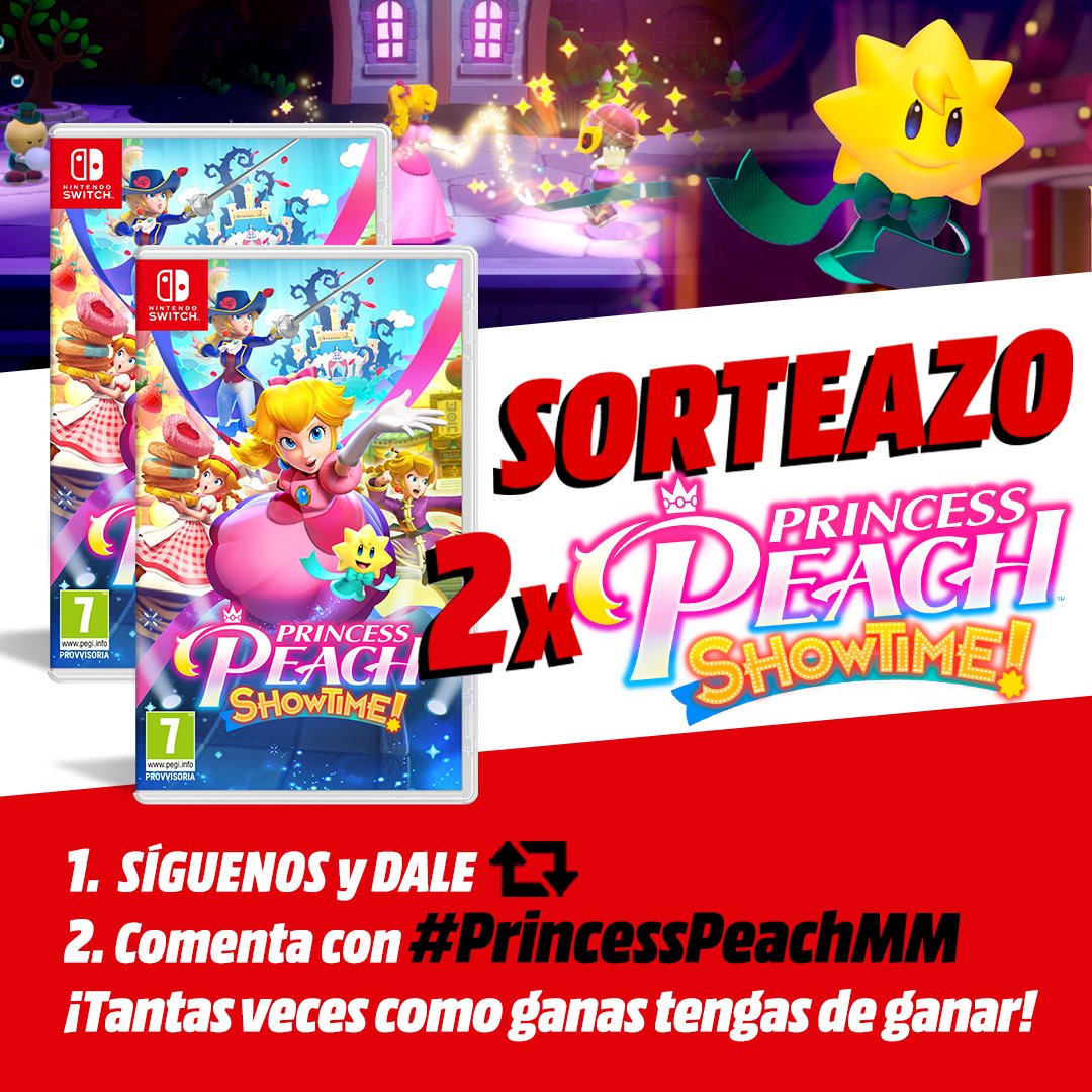 MediaMarktGames's tweet photo. 🌟 𝗦𝗢𝗥𝗧𝗘𝗔𝗭𝗢 🌟 2⃣ juegazos Princess Peach: Showtime! para Nintendo Switch🤺🎭 Espadachina, detective, kung-fu,...
1⃣ Síguenos
2⃣ Dale RT y comenta con #PrincessPeachMM tantas veces como ganas tengas de ganar😎
Resérvalo➡️ https://t.co/bCUNmLayd8
⏰ ¡Participa solo hoy! https://t.co/Eryqd4A8xf
