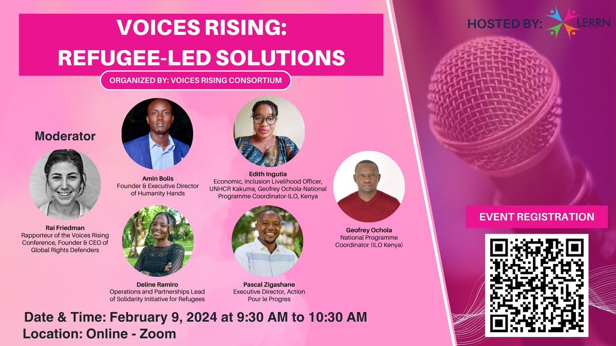 Join us Friday, Feb 9th, 9:30 to 10:30 to learn about the Voices Rising: Refugee-led Solutions Conference 2023 – Kakuma’s first ever conference which was organized and hosted by refugees.

Register for the webinar here: carleton.ca/lerrn/cu-event…