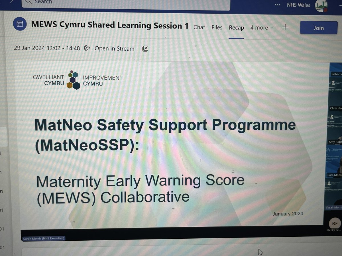 Excellent 1st MEWS all Wales learning series yesterday 🏴󠁧󠁢󠁷󠁬󠁳󠁿 Looking forward to learning about ATAIN today #improvementcymru #MatNeoSSP @Jennife74407781 @LoraNicu @Bethan_Jones89 @Jennifer74407781 @cath_pritchard @Jodie0112 @AmyRobb17 @SarahLMorris13